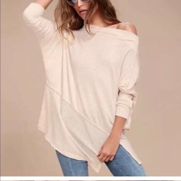 Free People Londontown Cream Ribbed Tunic Top Langenlook - Picture 1 of 15